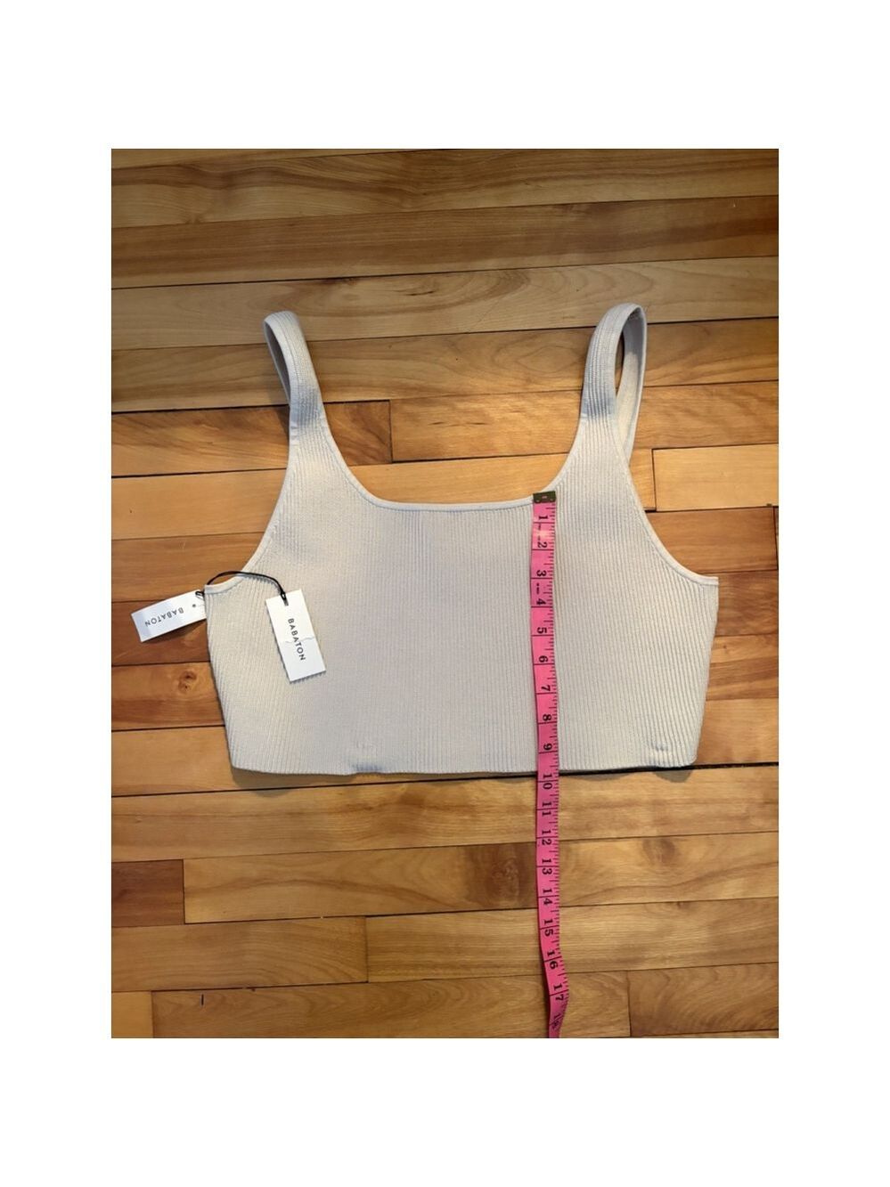 Aritzia Babaton Sculpt Knit Crop Top 2XL - Matte Pearl NWT - Picture 4 of 9